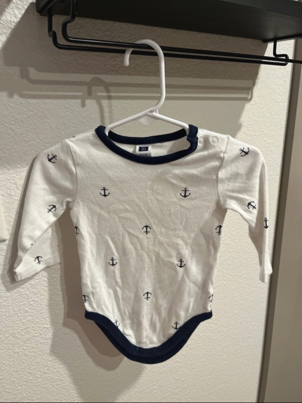 Janie and Jack White Anchors Long-Sleeve One-Piece
